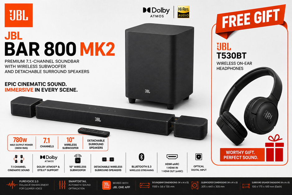 JBL Bar 800MK2 + FREE JBL T530BT